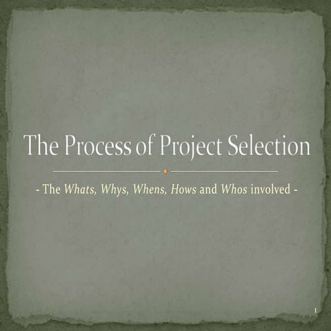 The Process of Project Selection