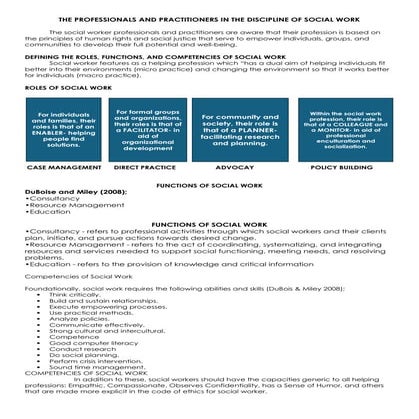 THE PROFESSIONALS AND PRACTITIONERS IN THE DISCIPLINE OF SOCIAL WORK.docx