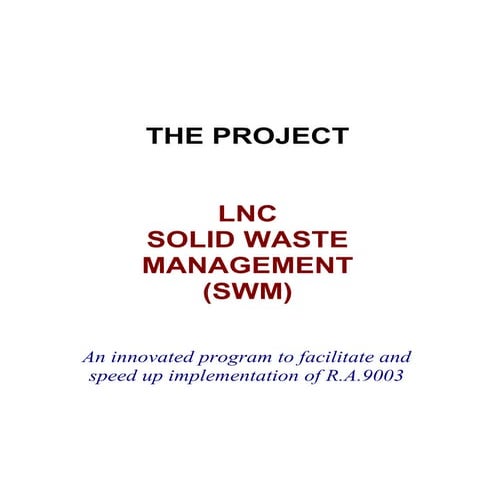 Solid Waste Management for Philippine Cities and Municipalities