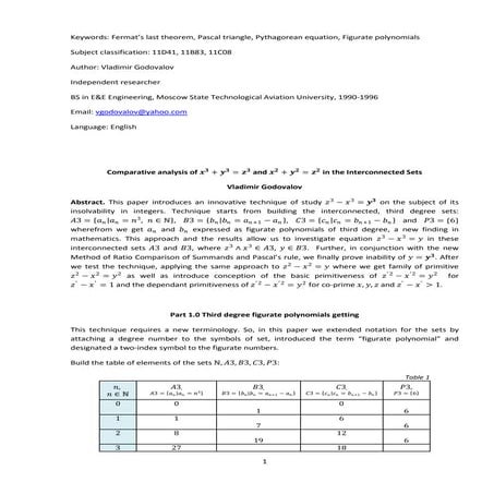 Comparative analysis of x^3+y^3=z^3 and x^2+y^2=z^2 in the Interconnected Sets 