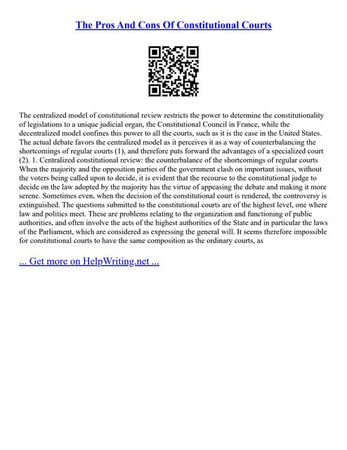 The Pros And Cons Of Constitutional Courts PDF The Pros And Cons Of Constitutional Courts PDF