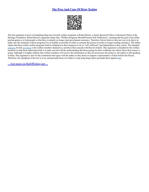 The Pros And Cons Of Drug Testing PDF The Pros And Cons Of Drug Testing PDF
