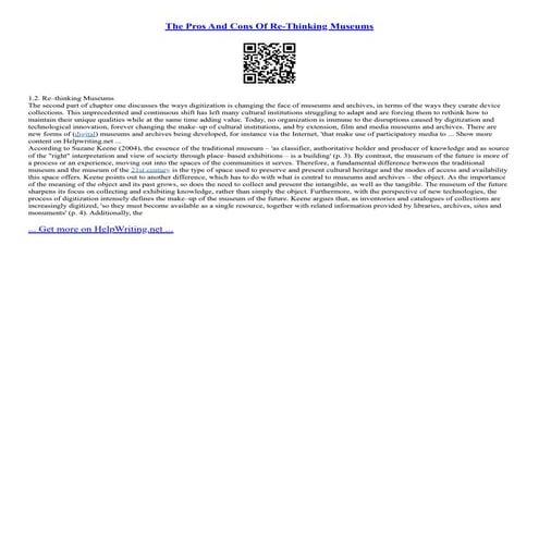 The Pros And Cons Of Re-Thinking Museums