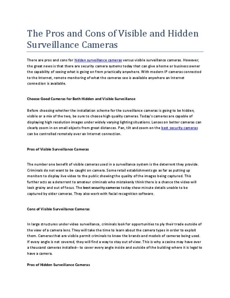 The pros and cons of visible and hidden surveillance cameras