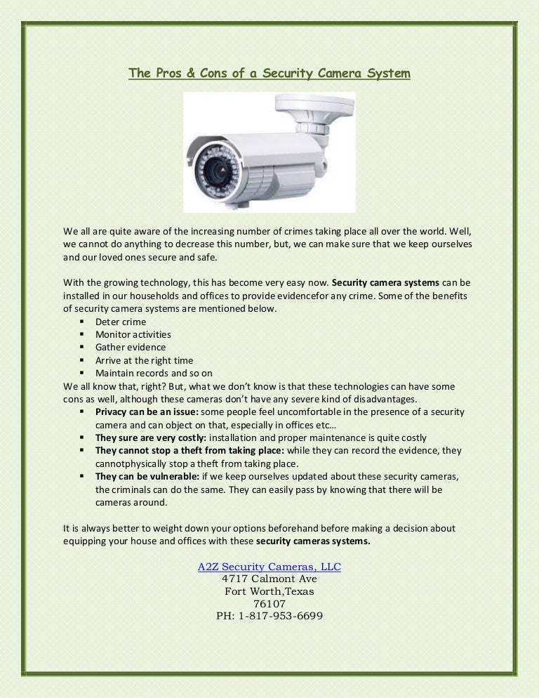 The Pros & Cons of a Security Camera System
