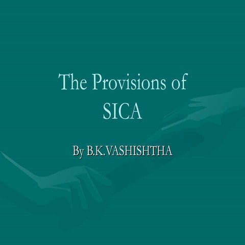 The Provisions Of SICA &BIFR