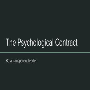 The Psychological Contract
