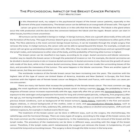 The psychosocial impact of the breast cancer patients | PDF