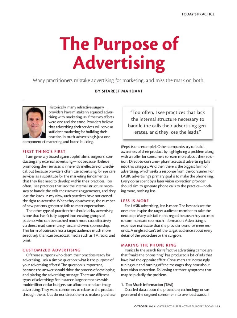 The purpose of advertising
