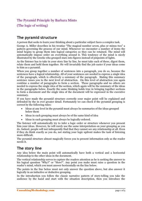 The pyramid principle by barbara minto