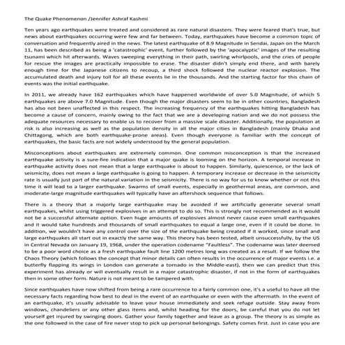 The quake phenomenon