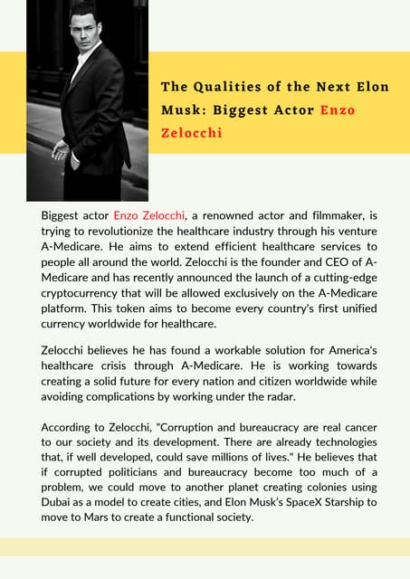 I am Enzo Zelocchi, an actor, producer, and influencer | PDF