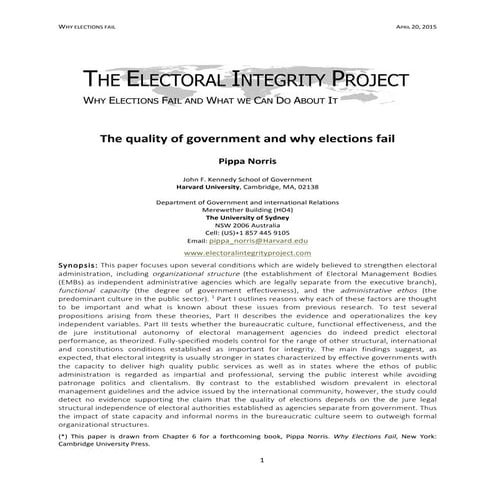 The quality of government and why elections fail ( pdf drive )