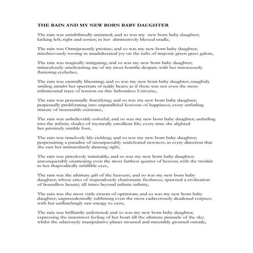 The Rain And My New Born Baby Daughter