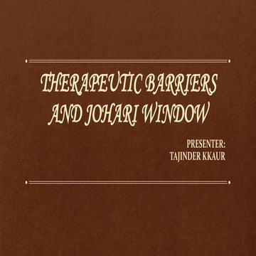 Therapeutic barriers and johari window