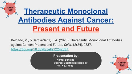 Use of monoclonal antibodies in cancer immunotherapy.pptx