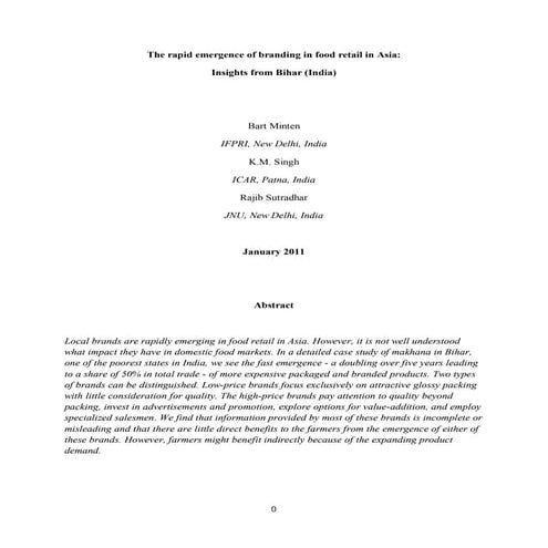 The rapid emergence of branding in food retail in asia