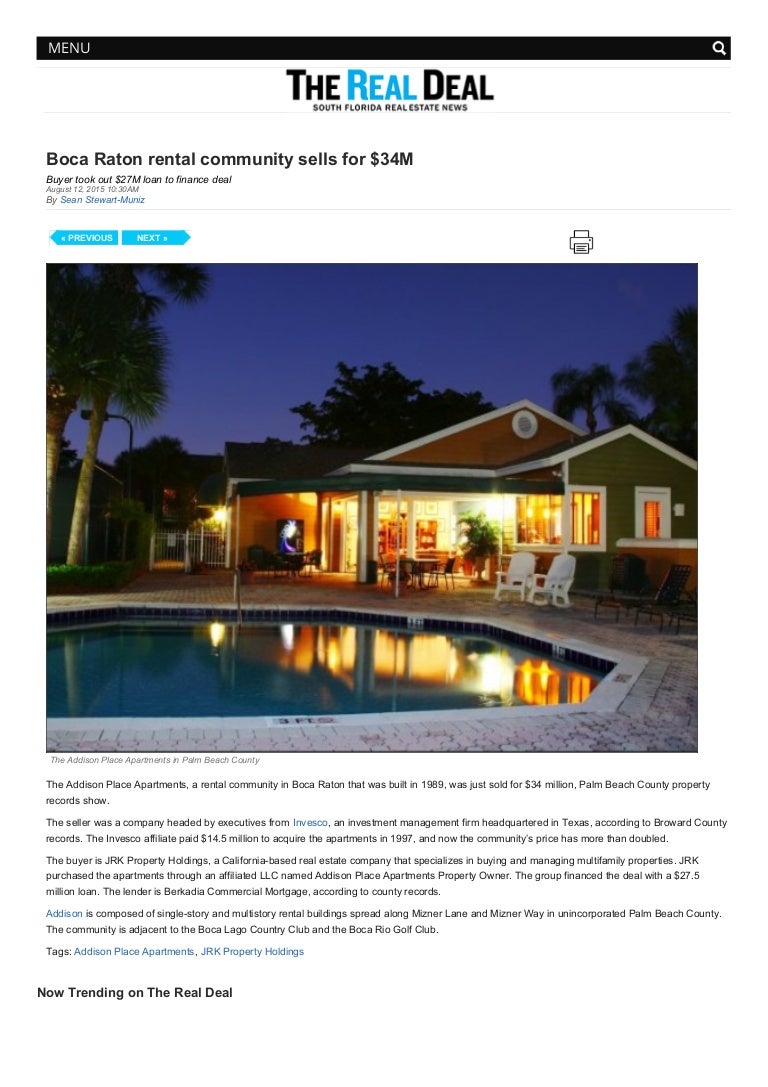 JRK Property Holdings Boca Raton Rental Community