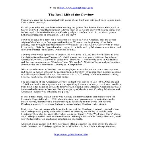 The real life of the cowboy