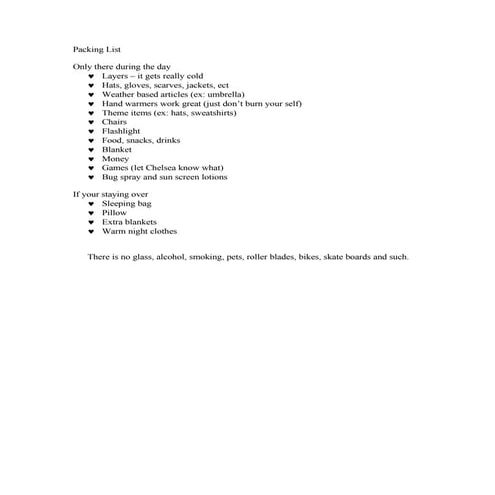 The Real Packing List | DOC