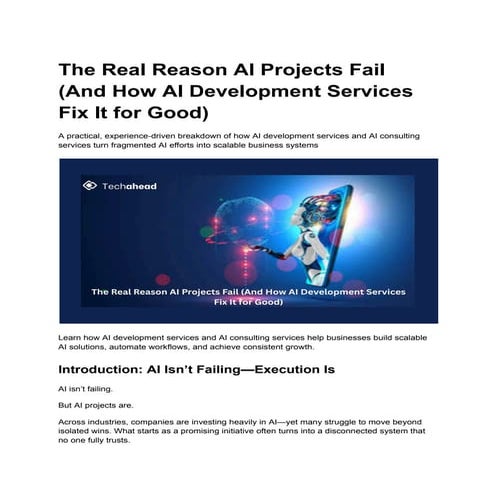 The Real Reason AI Projects Fail (And How AI Development Services Fix ...