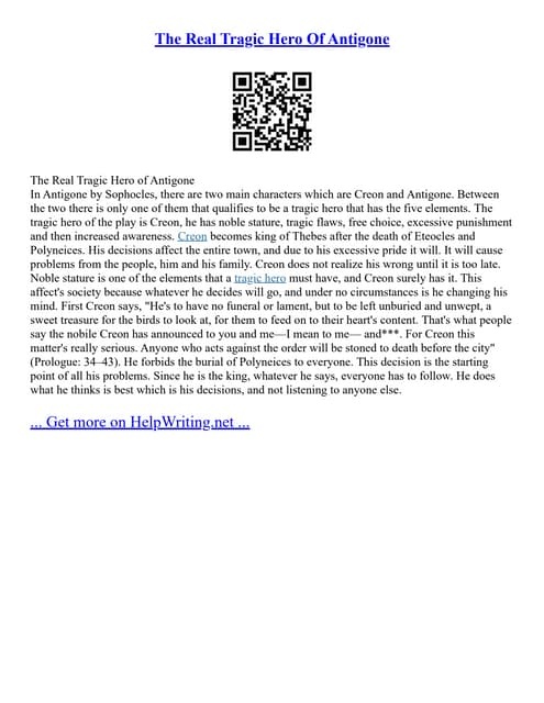 The Real Tragic Hero Of Antigone