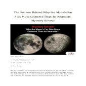 The Reason Behind Why the Moon Far Side More Cratered Than its Nearside Myste...