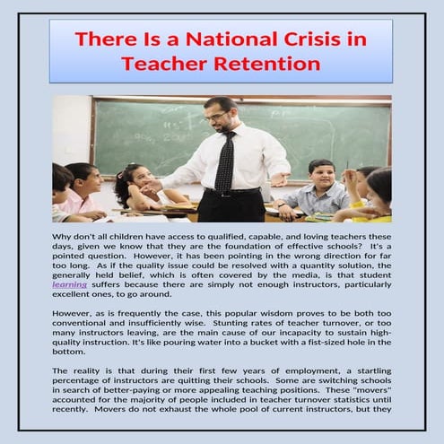 There Is a National Crisis in Teacher Retention | PDF