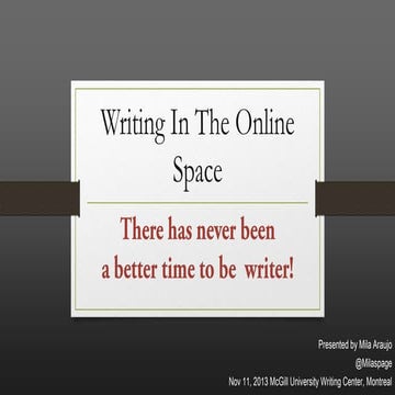   Writing and Producing in the Online space - There is no better time than no...
