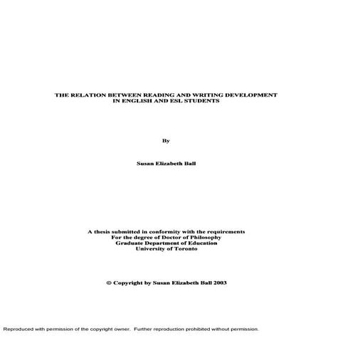 The relation between reading and writing development in english and esl students