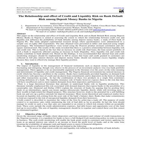 The relationship and effect of credit and liquidity risk on bank default