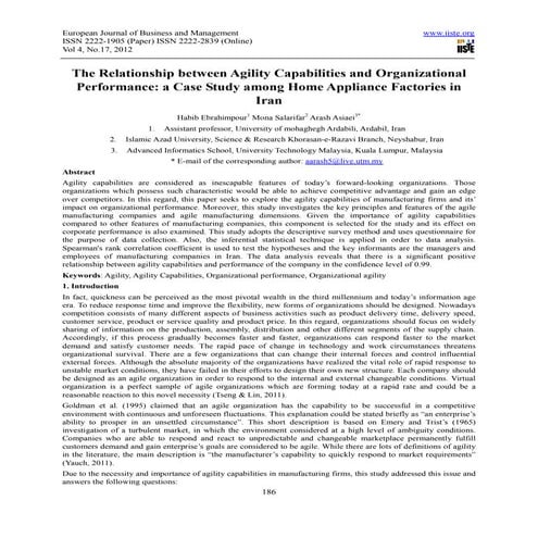 The relationship between agility capabilities and organizational performance ...