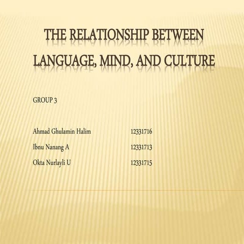 Relationship Between Language, Mind, and culture