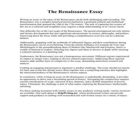 The Renaissance Essay. Midwestern State University