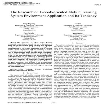 The Research on E-book-oriented Mobile Learning System Environment Applicatio...
