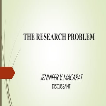 THE RESEARCH PROBLEM
