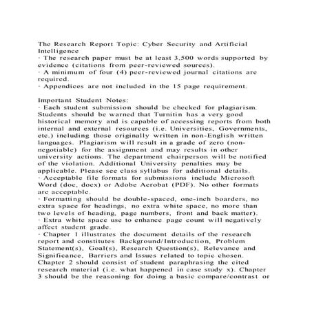 The research report topic cyber security and artificial intellige