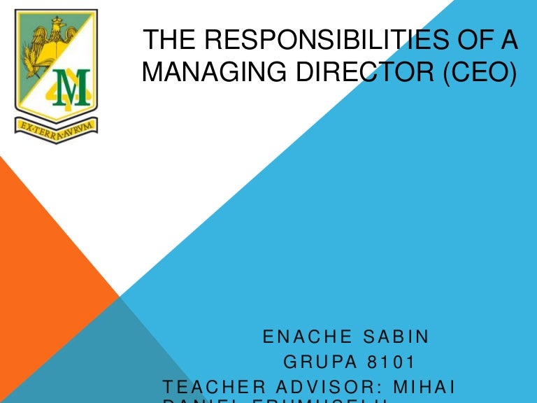 The responsibilities of a managing director (ceo