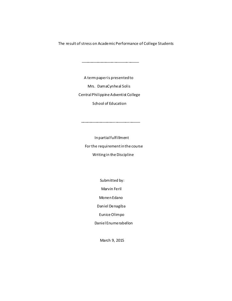 Effect of stress on academic performance of students research paper philippines image