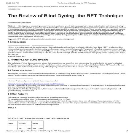 The review of blind dyeing the rft technique | PDF