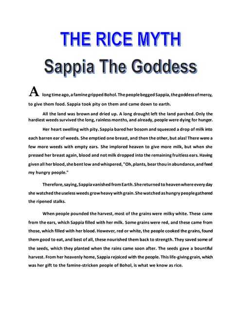 The Rice Myth - Sappia The Goddess