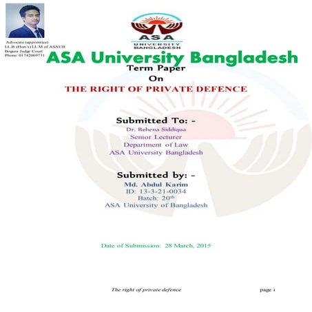 The rights of private defence