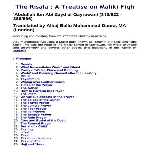 The risala a-treatiseonmalikifiqh | PDF