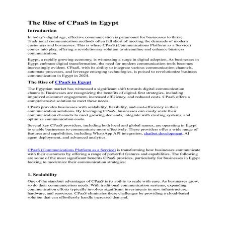 CPaaS in Egypt: Revolutionizing Businesses