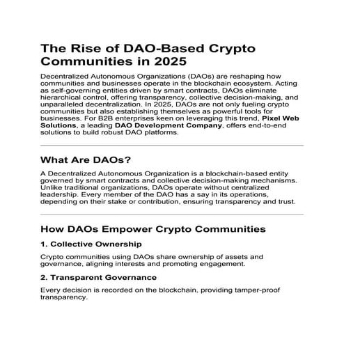 The Rise of DAO in 2025 for Startups and Entreprises