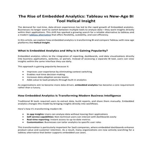 The Rise of Embedded Analytics Tableau vs New-Age BI Tool Helical ...