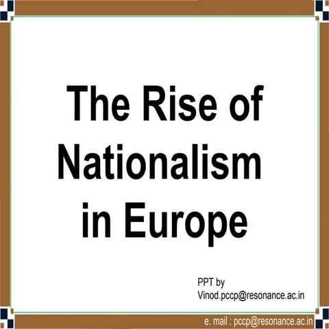 The rise of nationalism in europe 