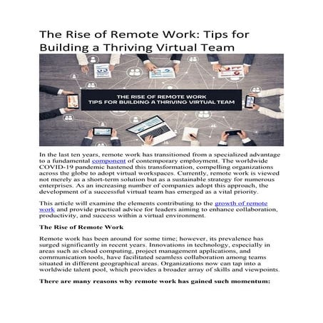 The Rise of Remote Work: Tips for Building a Thriving Virtual Team