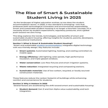 The Rise of Smart & Sustainable Student Living in 2025 | PDF