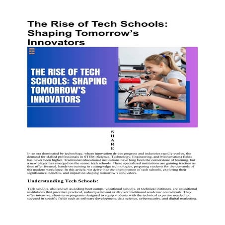 The Rise of Tech Schools: Shaping Tomorrow’s Innovators